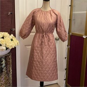 Hadas Chic Quilted Long Sleeve Dress in Rose, XS